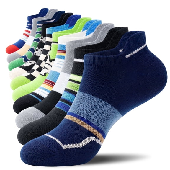 PULIOU Women Ankle Socks, 10-Pairs, Cushioned Moisture Wicking Cotton Socks, Size L (9.5-12.5), Multicolor