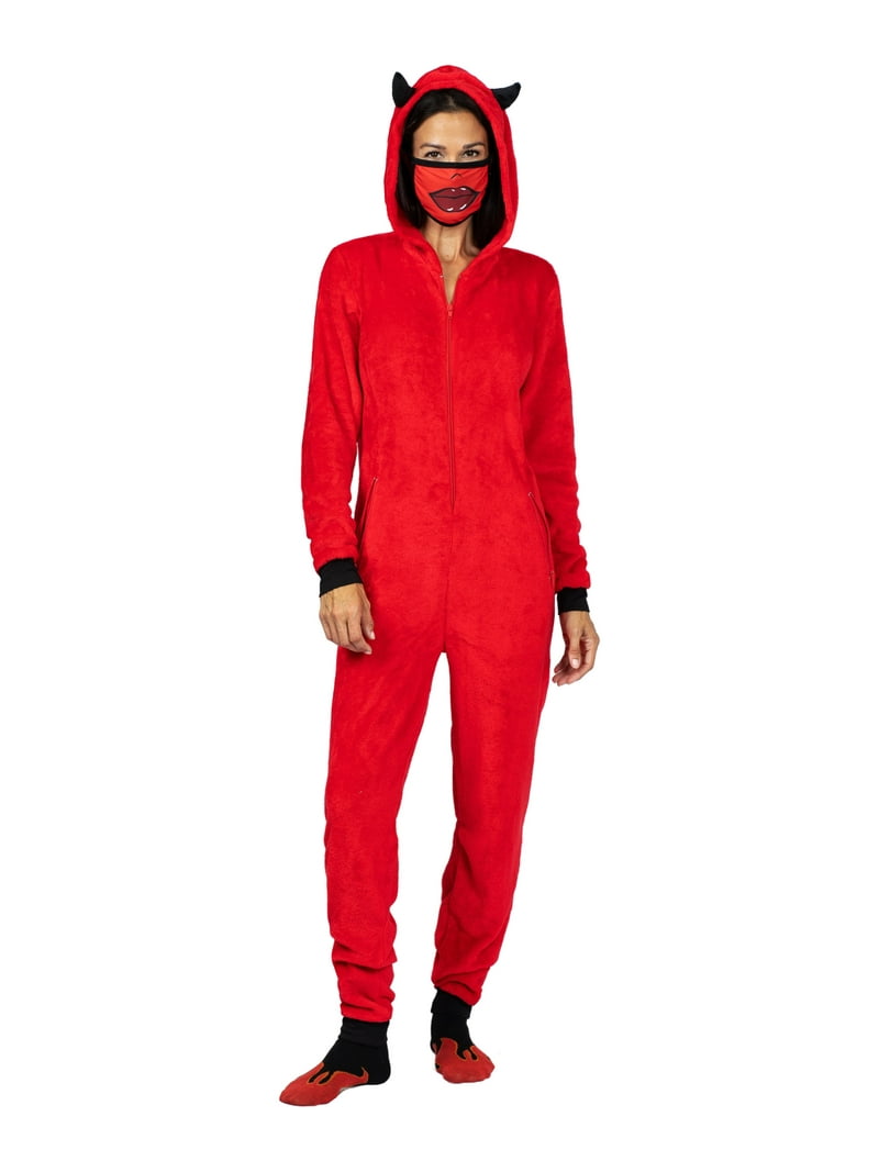 Walmart Halloween Adult Onesie PJs, Matching Couples Costume, Red