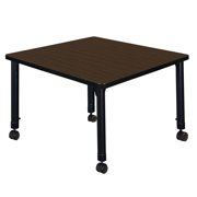 Romig Trek 30 in. Square Height Adjustable Mobile Classroom Activity Table- Neo Walnut Top & Black Base
