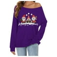 thumbnail image 2 of Women's Plus Size Christmas Printed Casual Long Sleeve Top Asymmetric Shoulder Loose Fit Holiday Pullover Blouse Tunic, 2 of 2
