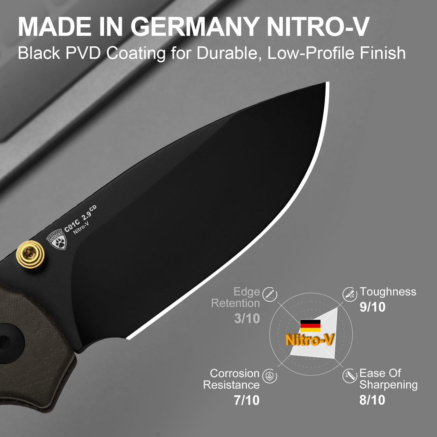 Kizer C01C 2.9 CD EDC Folding Pocket Knife 2.95'' Nitro-V Blade Richlite Handle