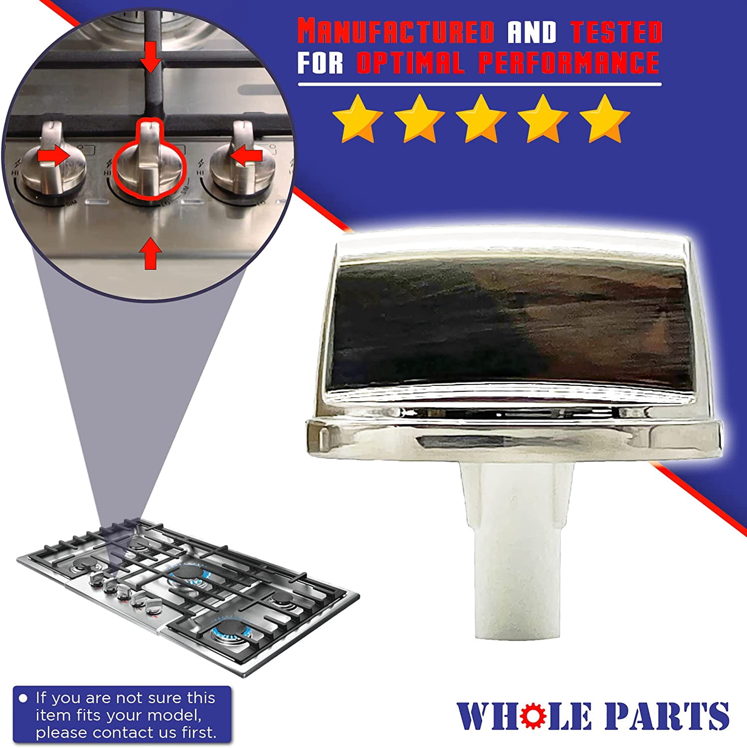 Whole Parts Gas Cooktop Knob Kit (5 Pieces) Part #00654043 - Replacement and Compatible With Some Bosch Burners/Ranges