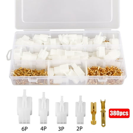 Electrical Wire For Car 380Pcs Automotive Connector Kit, 2.8mm 2 3 4 6 Pin Automotive Electrical Wire Connectors Terminal Plug Kit for Motorcycle Bike Car ()