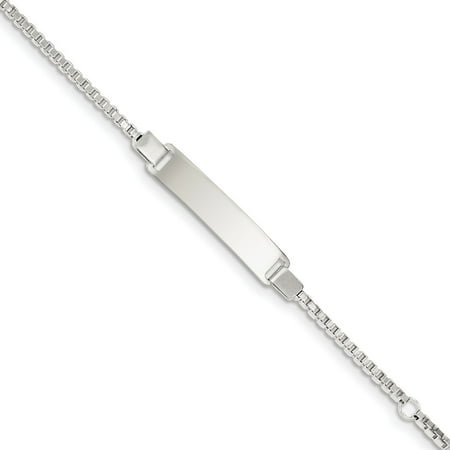 - Roy Rose Jewelry Sterling Silver Engraveable Childrens ID on Box Chain Bracelet 6'' length