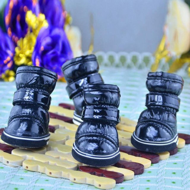 PENGXIANG Bottes Imperméables pour Chien Chaussures d'Hiver pour Animaux de Compagnie Bottines de Neige pour Animaux de Compagnie Protection des Pattes par Temps Froid avec Semelle Antidérapante pour Petits et Moyens Chiens 4 Pcs