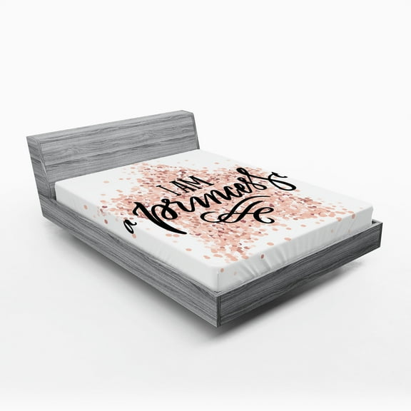 Ambesonne Cartoon Fitted Sheet 2 Pcs Set, Modern Dotted Themed Design, California King, White Black Blush