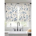 thumbnail image 3 of Blue Botanical Semi Sheer Curtains 45 Inch Length 2 Panels Set, Farmhouse Spring Summer Plant Sheer Kitchen Curtain Privacy Voile Window Curtain for Living Room Bedroom Rod Pocket Drapes, 3 of 7