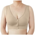 thumbnail image 3 of DuoJiaJ Women Bra Mother Underwear Front Button Bra Seamless Push Up Vest Bra Wireless Bras Beige, 3 of 3