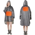 thumbnail image 2 of Degrees of Comfort Heated Wearable Blanket for Women Adult, Cordless Wearable Electric Blanket Hoodie Battery Powered, Warm Sherpa Sweatshirt Gift for Women, Grey, 2 of 15