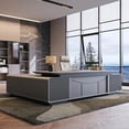 thumbnail image 3 of Luxury Vanity L Shaped Desk Reception Drawers Work Writing Office Desk Students Modern Escritorios De Ordenador Desk Accessories My Lux Decor Round, 3 of 12
