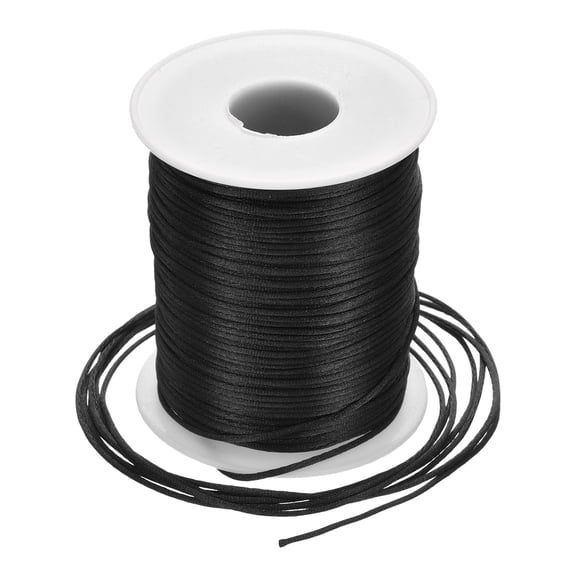 Uxcell Nylon Satin Cord 1.5mm, 109 Yard Nylon String for Bracelet Braided Thread - Black