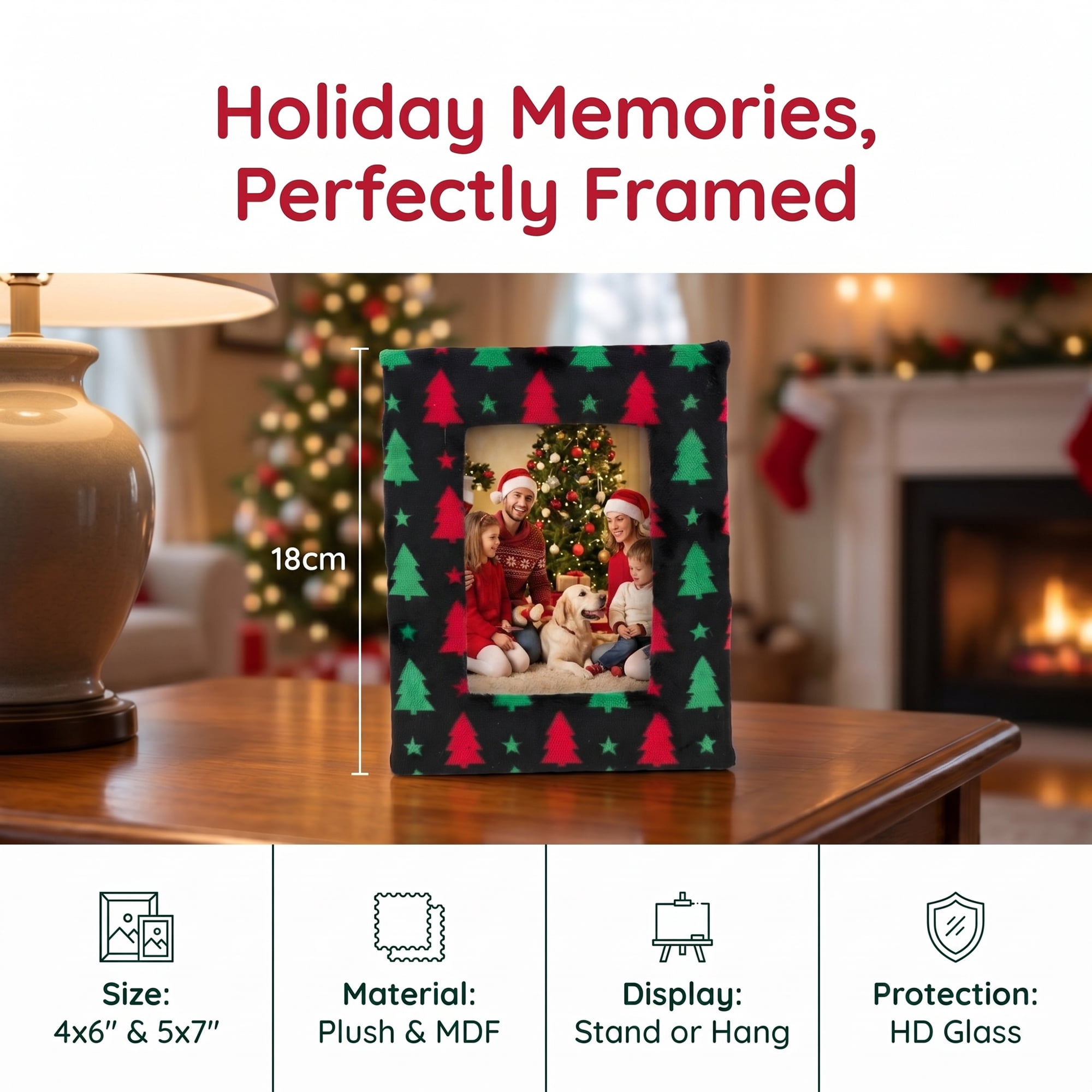 Unique Bargains Christmas Plush Furry Holiday Photo Frame Black Christmas Tree 5" x 7"
