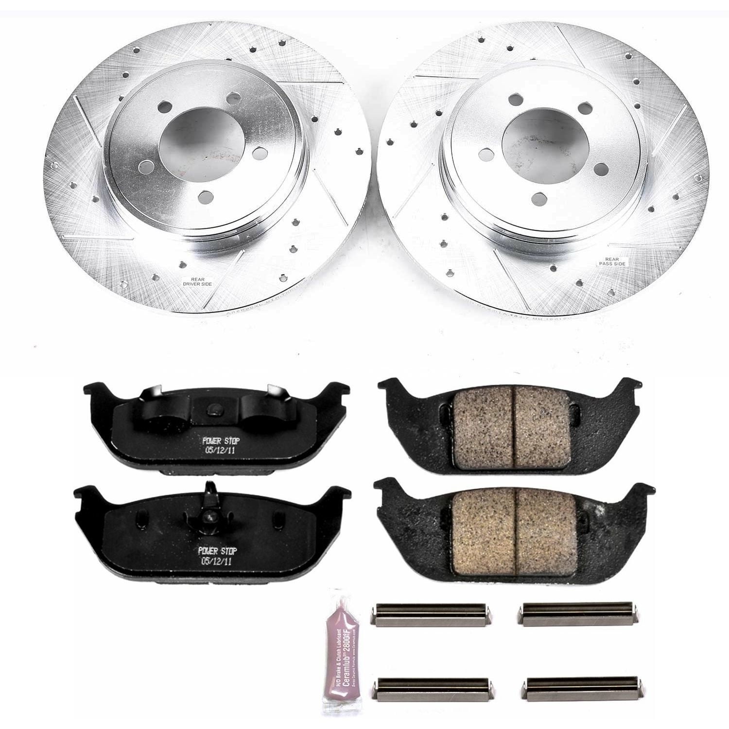 PowerStop Rear Z23 Evolution Sport Carbon-Fiber Ceramic Brake Pad and Drilled & Slotted Rotor Kit Fits: LINCOLN Select Models K3025