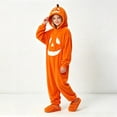 thumbnail image 4 of Kids Halloween Pumpkin Jumpsuit Warm Long Sleeve Hooded Loungewear Outfit Fuzzy Fleece Comfy Jumpsuit with Pockets Orange 4-5 Years, 4 of 7