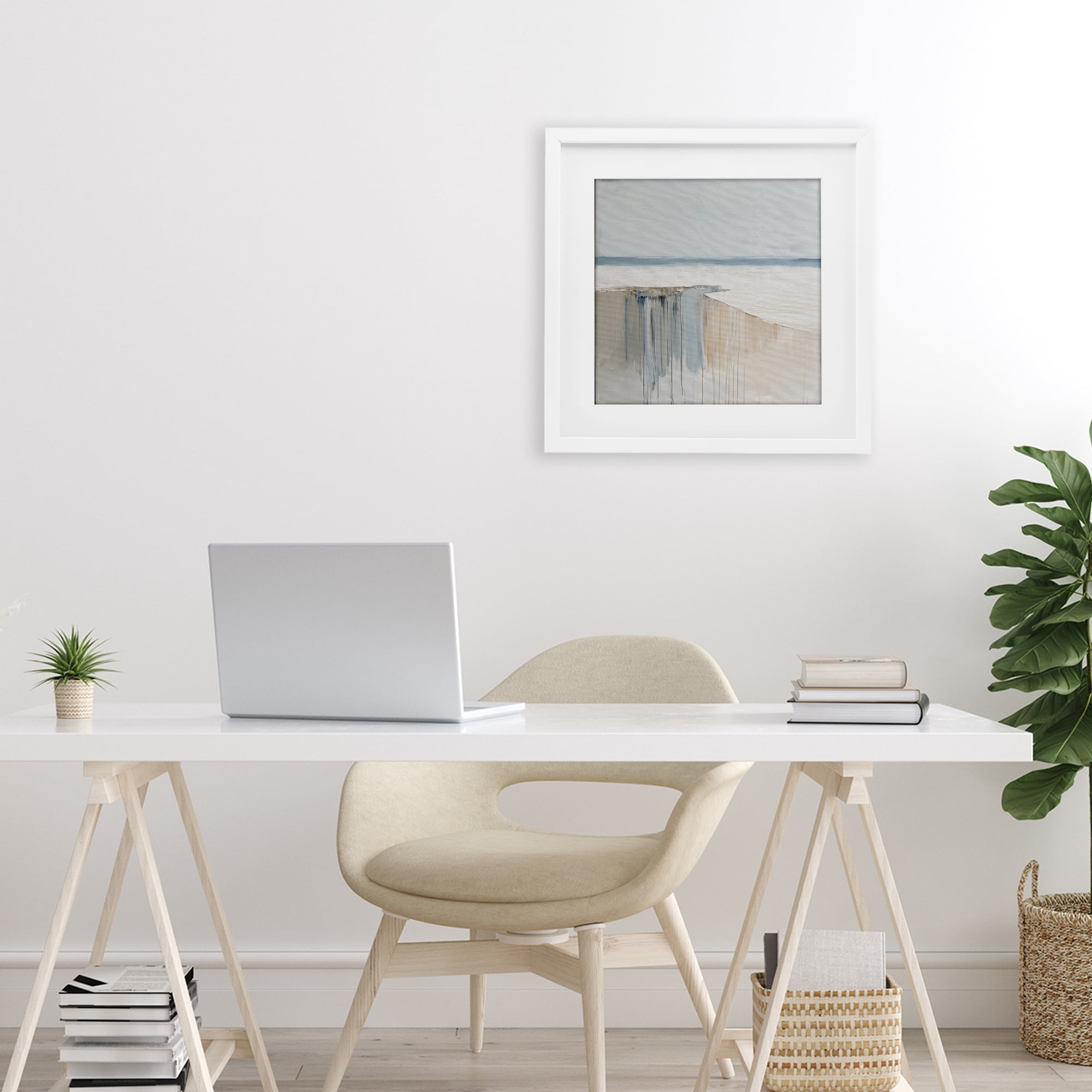 Stupell Industries Precipice Neutral Abstraction White Framed Print Under Glass, design by Svetlana Aleynikova
