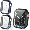 thumbnail image 1 of 2 Pack Apple Watch Case Screen Protector 41mm Cases for Apple Watch Series 7, Case with Hard PC Tempered Glass Cover Full Protective Bumper for iWatch(41, Black+Transparent), 1 of 5