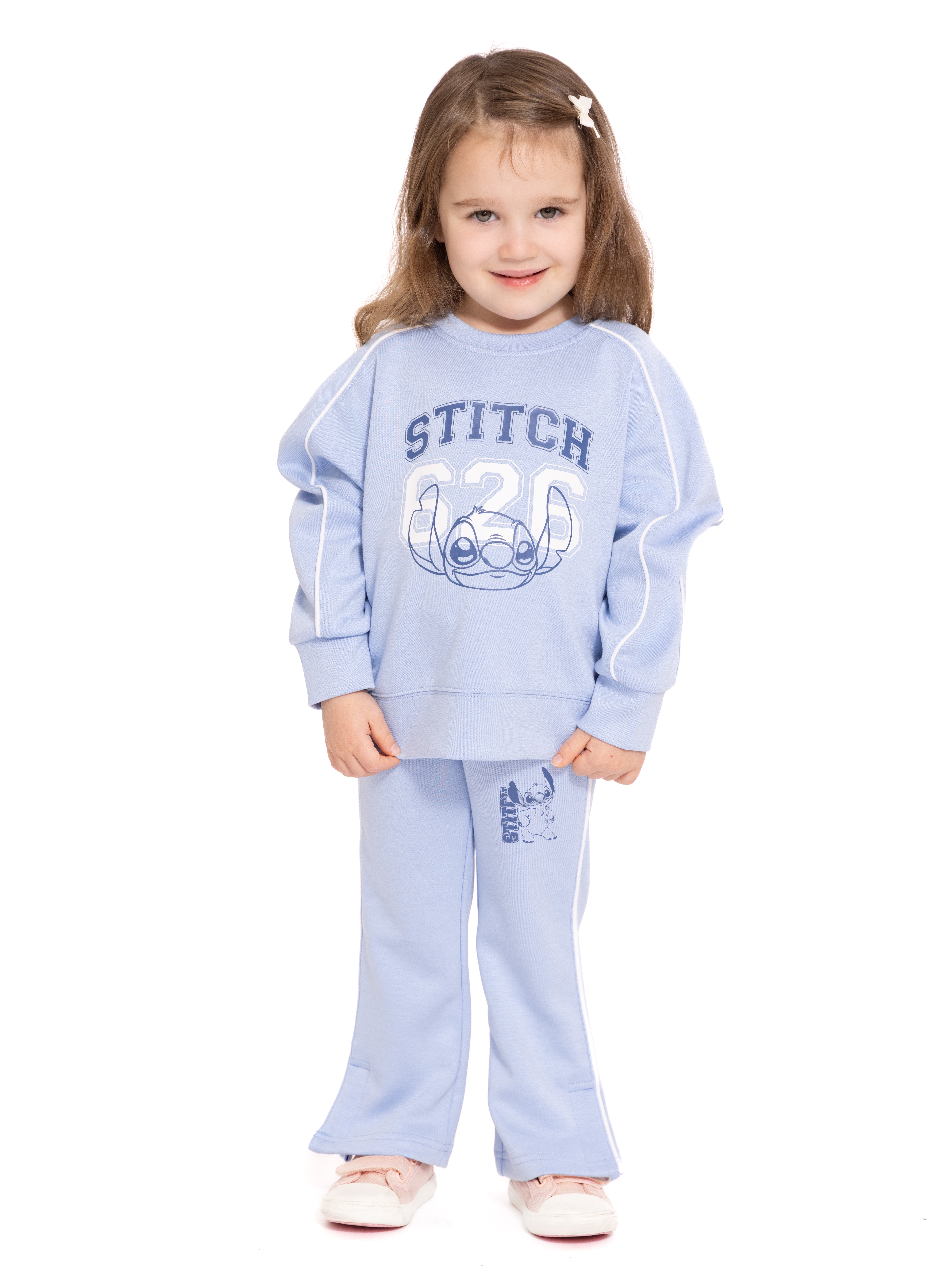 Stitch Toddler & Big Girls Active Graphic Sweatshirt with Long Sleeves, Sizes 12M-12