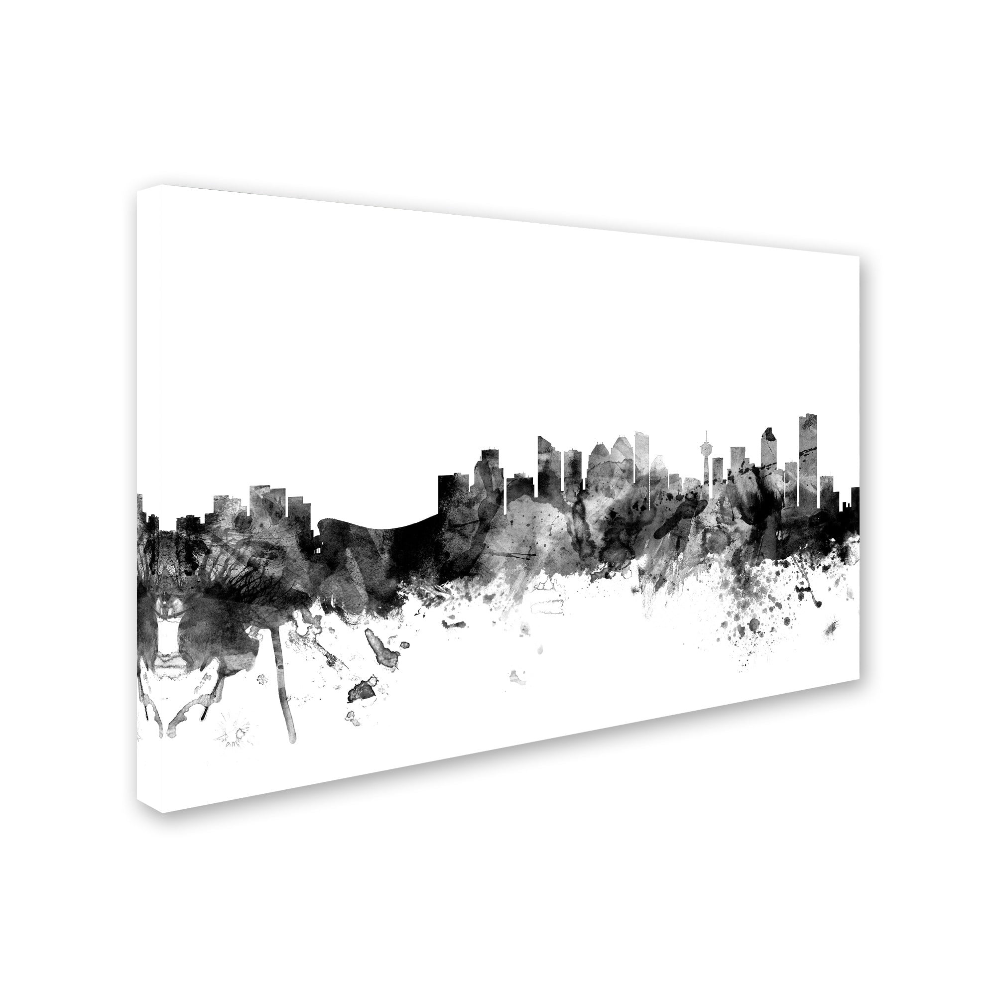 Trademark Fine Art "Calgary Canada Skyline B&W" Canvas Art by Michael Tompsett