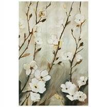 "Blossoming Tranquility" Floral Rendered on Gold Shagreen Wrapped Canvas Wall Art, sized 60"x40"