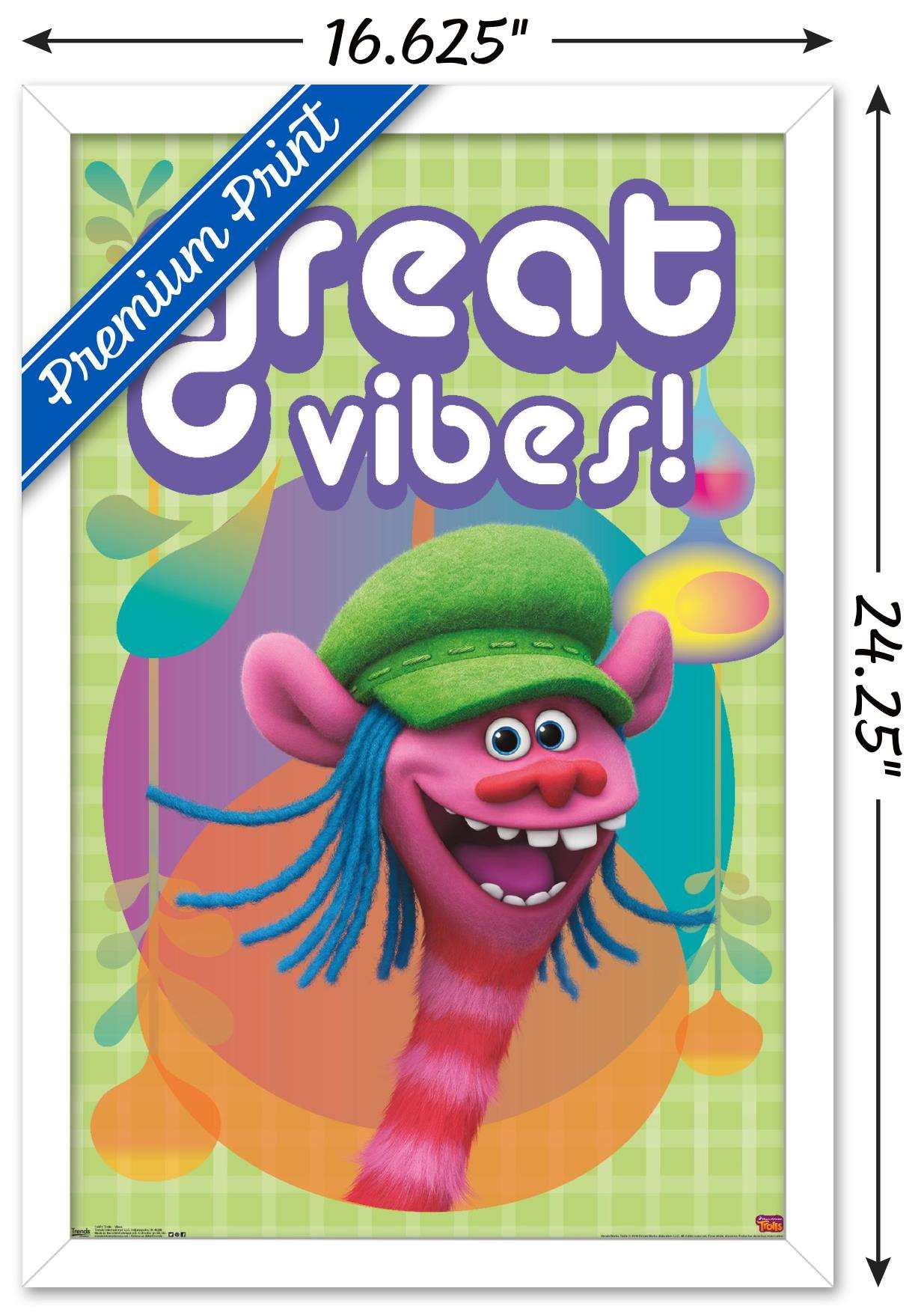 DreamWorks Trolls - Vibes Wall Poster, 14.725" x 22.375", Framed