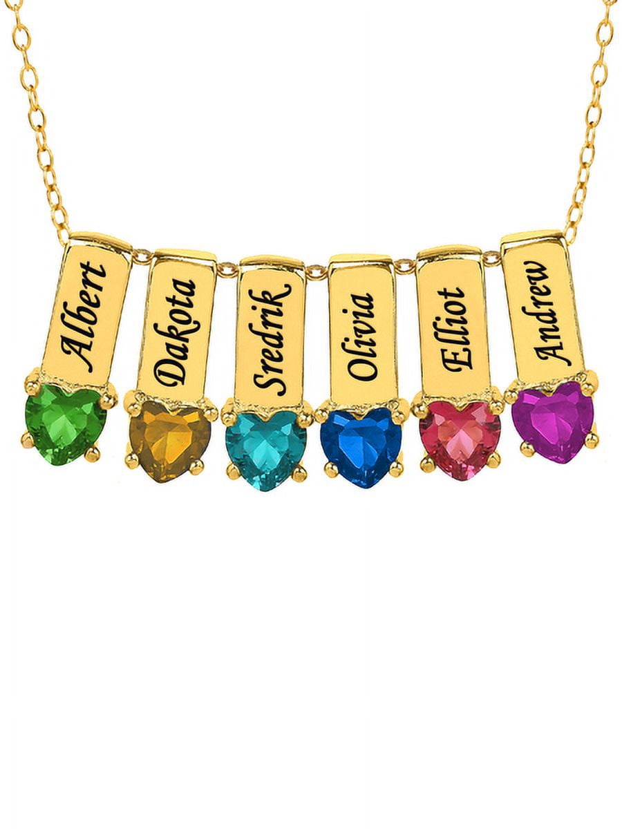 Personalized Family Charm Pendant with Up to 6 Heart-Shaped Birthstones