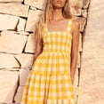 thumbnail image 5 of GEWSEY Women's 2025 Summer Spaghetti Strap Maxi Dresses Plaid Square Neck A Line Casual Beach Vacation Long Sundress (Yellow, XXL), 5 of 7