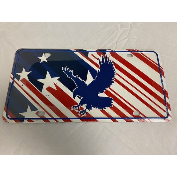 USA American Flag License Plate (Red/White/Blue, Eagle) NEW