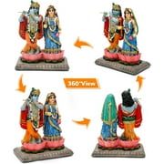 BangBangDa Hindu God Radha Krishna Statue - 5.7”H Indian Murti Lord Krishna Idol with Flute for Wedding Valentine Birthday Diwali Puja Gifts for Indian Couple Home Temple Mandir Altar Pooja Item