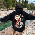 thumbnail image 5 of YAYUBA Women's Graphic Hoodies Japanese Hoodie Top Oversized Long Sleeve Anime Pullovers Sweatshirts, M, Black, 5 of 7