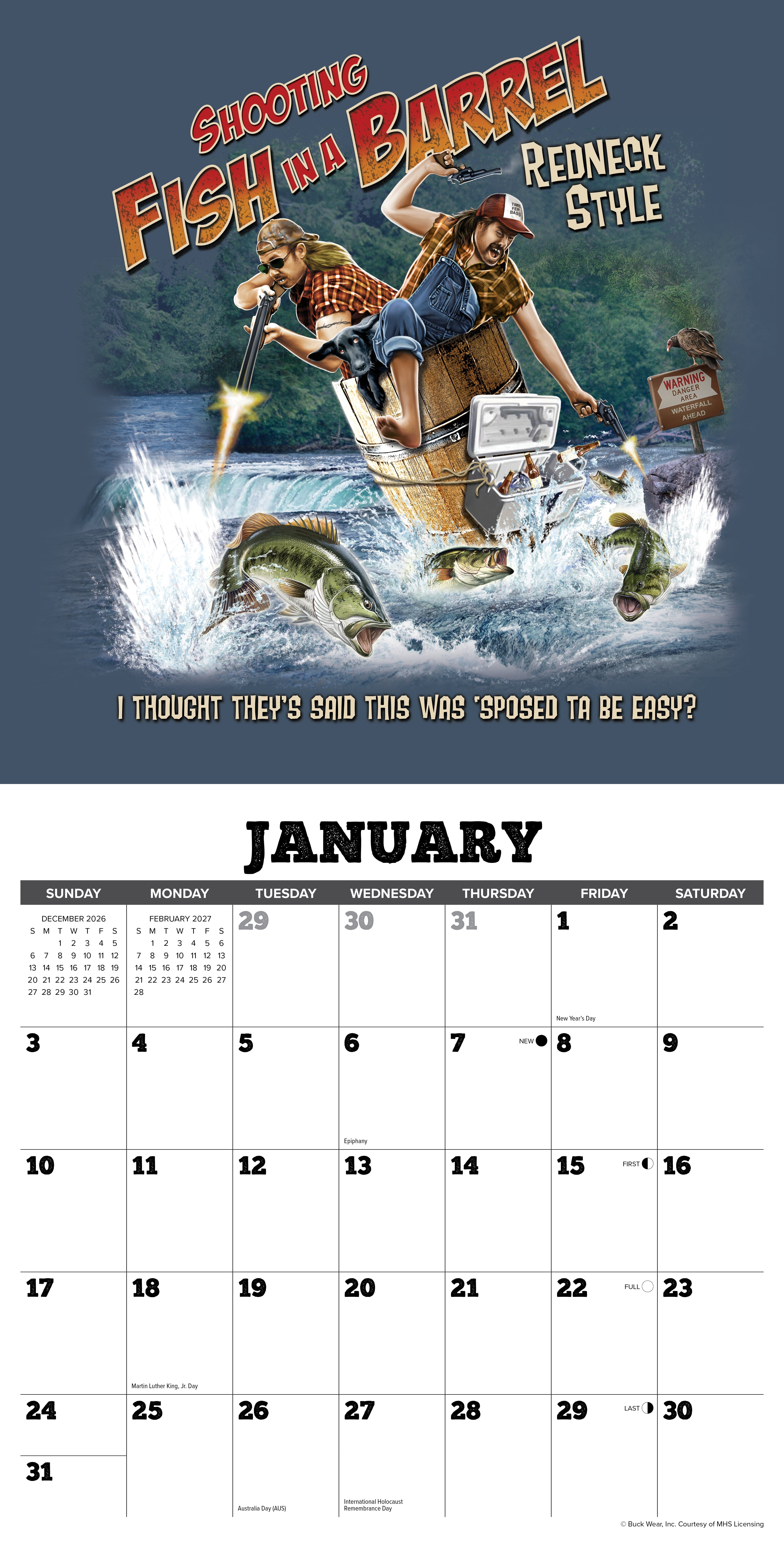 Willow Creek Press, Buck Wear Hunting & Fishing Tales 2027 Wall Calendar