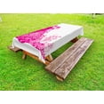 thumbnail image 1 of Wedding Outdoor Tablecloth, Celebration Dancing Couple Vibrant Color Silhoette Ceremony Floral Wedding Dress, Decorative Washable Fabric Picnic Table Cloth, 58 X 84 Inches,Magenta White, by Ambesonne, 1 of 2
