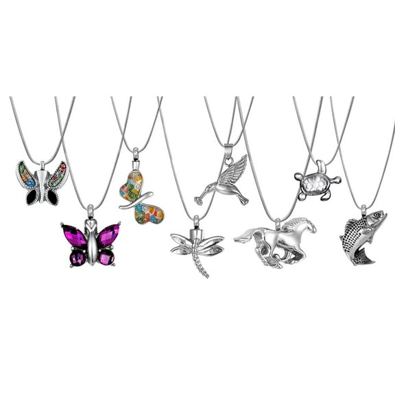 Insect Animals Memorial Cremation Jewelry Urn Ashes Holder Necklace (Purple Crystal Butterfly)