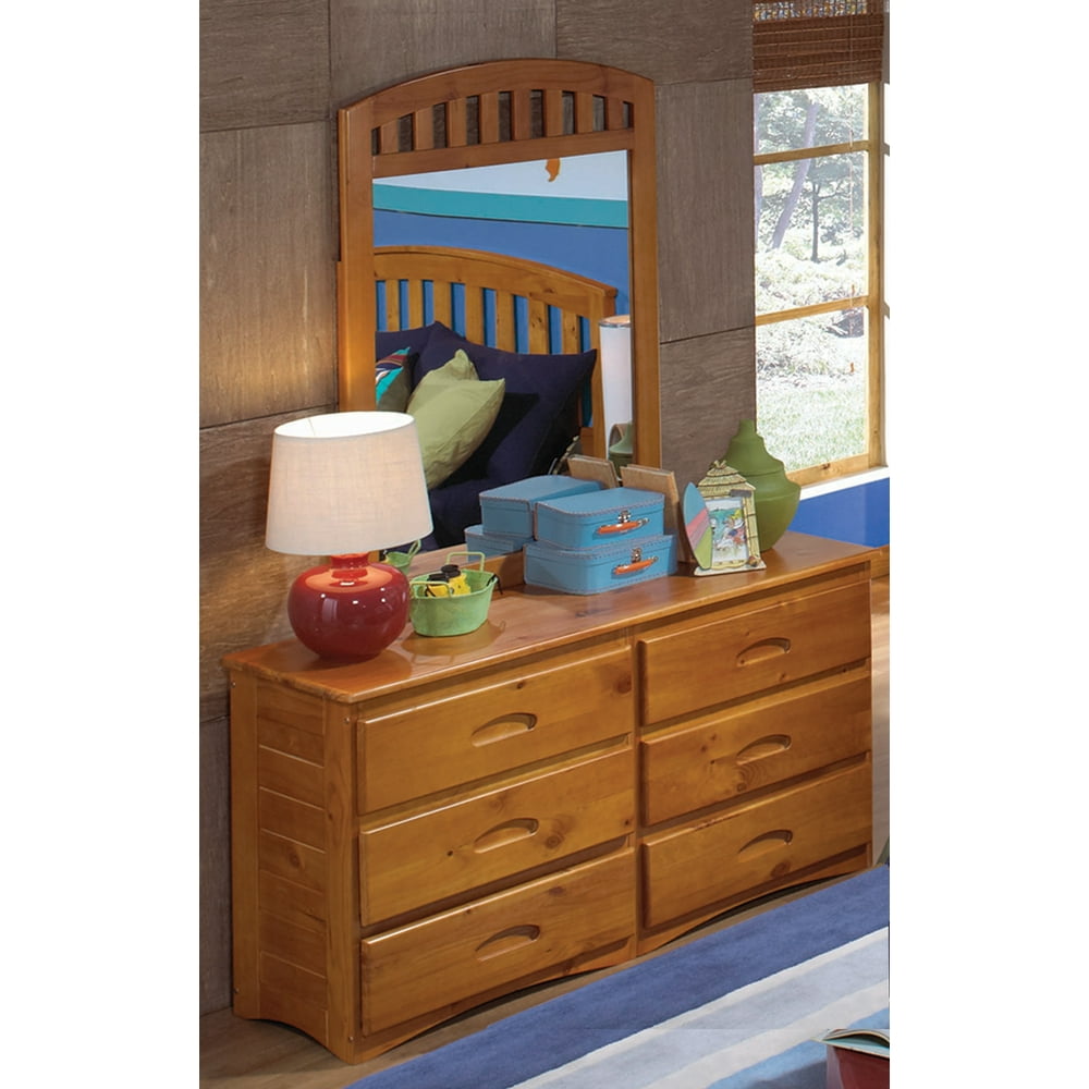 American Furniture Classics Solid Pine Six Drawer Dresser and Mirror in