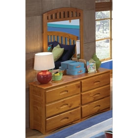 6 Drawer Dresser In Honey Oak Finish Walmart Com