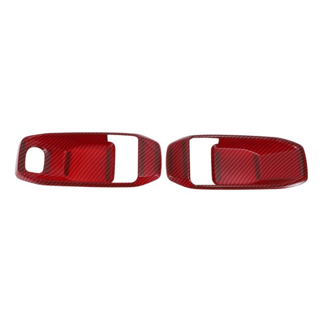 Cubierta de Tazón de Mango de Puerta Interior para Jeep Wrangler Gladiator JT 2DR 2018-2024 Marco de Decoración de Mango de Puerta Interior Fibra de Carbono Roja ABS 2 Pcs