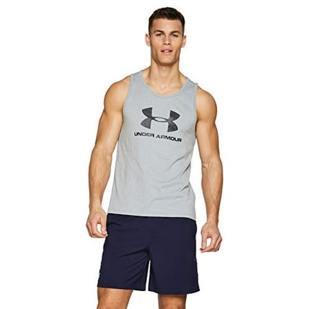 Under Armour Men's Sportstyle Logo Tank , Steel Light Heather (036)/Black , Large