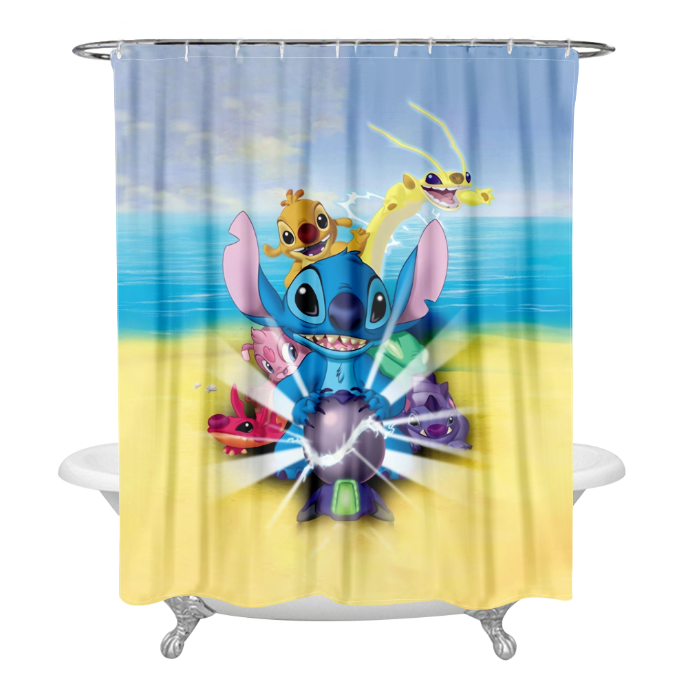 Lilo & Stitch Cartoon Shower Curtain Bathroom Curtain Set Waterproof Fabrics Bath Screen with