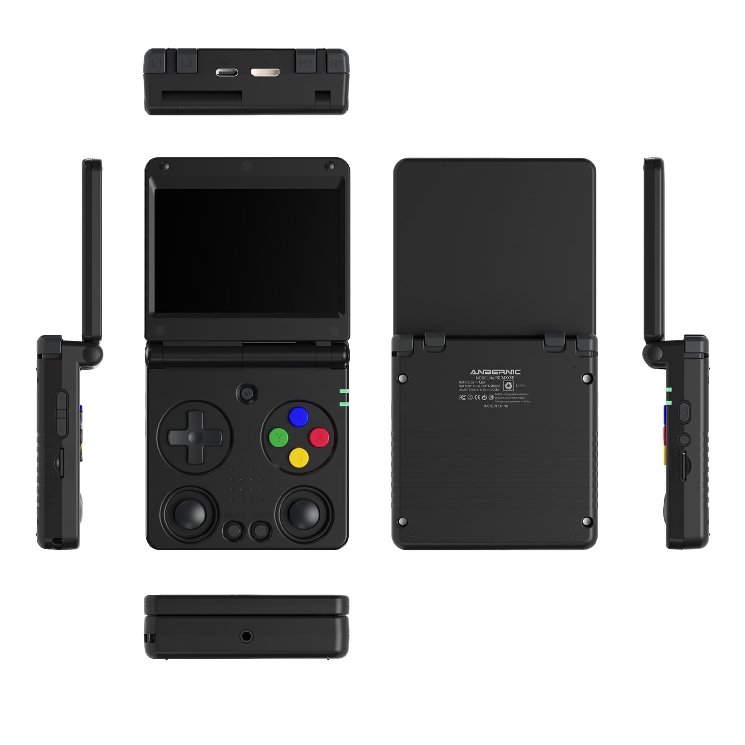 RG34XXSP Handheld Game Console,3300 mAh Battey,3.4 inch Screen Support 30+ Simulators 5G WiFi Bluetooth HD Black