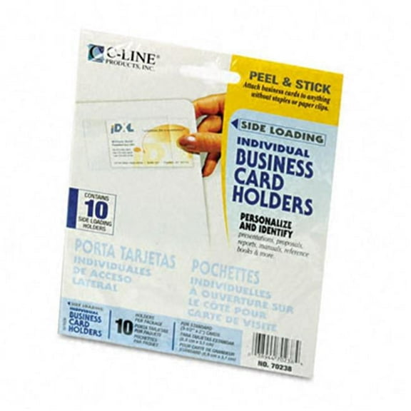 C-Line  Self-Adhesive Side-Load Business Card Holders  3 1/2 x 2  Clear  10 per Pack