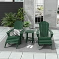 thumbnail image 3 of Polytrends  Laguna Hdpe All Weather Outdoor Patio Foldable Adirondack Chairs Conversation Set (5-Piece Set) Dark Green, 3 of 5