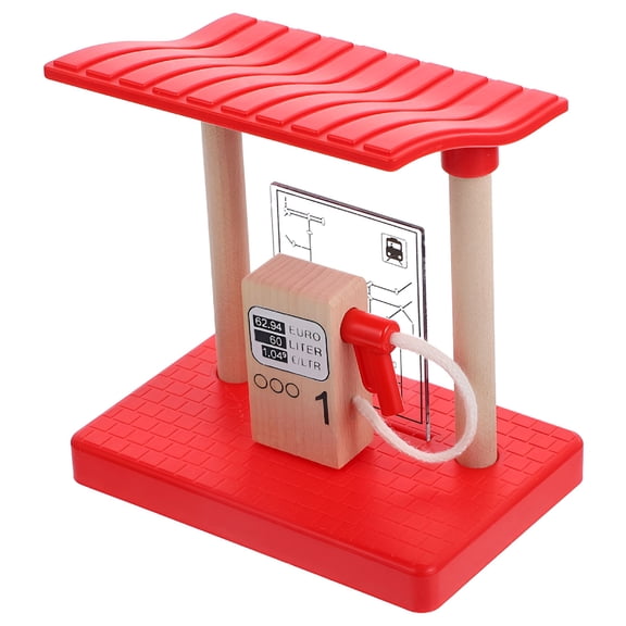 BESTSKY Train Accessories Railroad Crossing Toy 3d Building Track Boy Childrens Toys Railway Gas Station Wooden Toddler