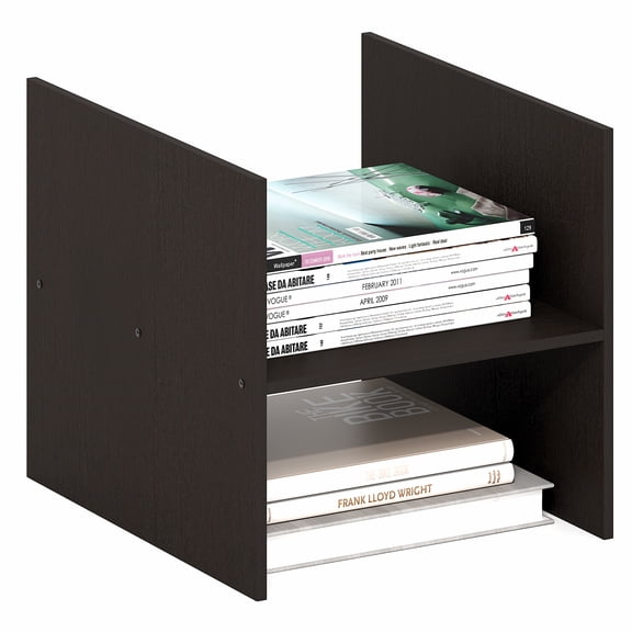 Furinno CUBICLE H-Shelf Cube Organizer 2-Tier Shelf Accessory Black Dark Oak