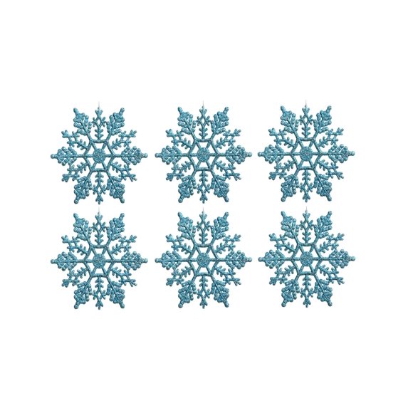 Kipokalor Adornos De Copo De Nieve De Plástico Turquesa, 24 Piezas, Pequeños Adornos De Copo De Nieve Con Purpurina Iridiscente Y Brillante En Un Colgador De Cuerda Para Decorar Árboles Navideños, Man