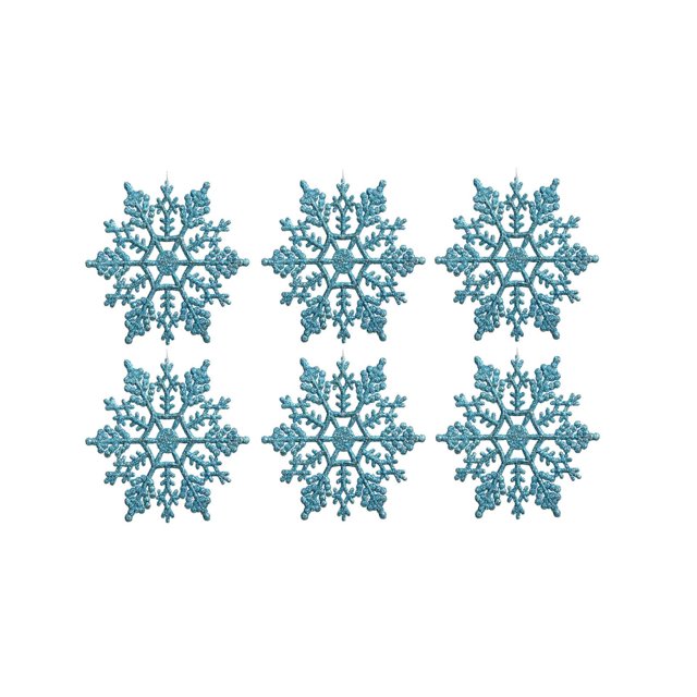 Kipokalor Adornos De Copo De Nieve De Plástico Turquesa, 24 Piezas, Pequeños Adornos De Copo De Nieve Con Purpurina Iridiscente Y Brillante En Un Colgador De Cuerda Para Decorar Árboles Navideños, Man