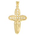 thumbnail image 3 of Auriga Fine Jewelry 10K Two-Tone Gold Princess Cut CZ Crucifix Cross Religious Charm Pendant for Women, 3 of 5