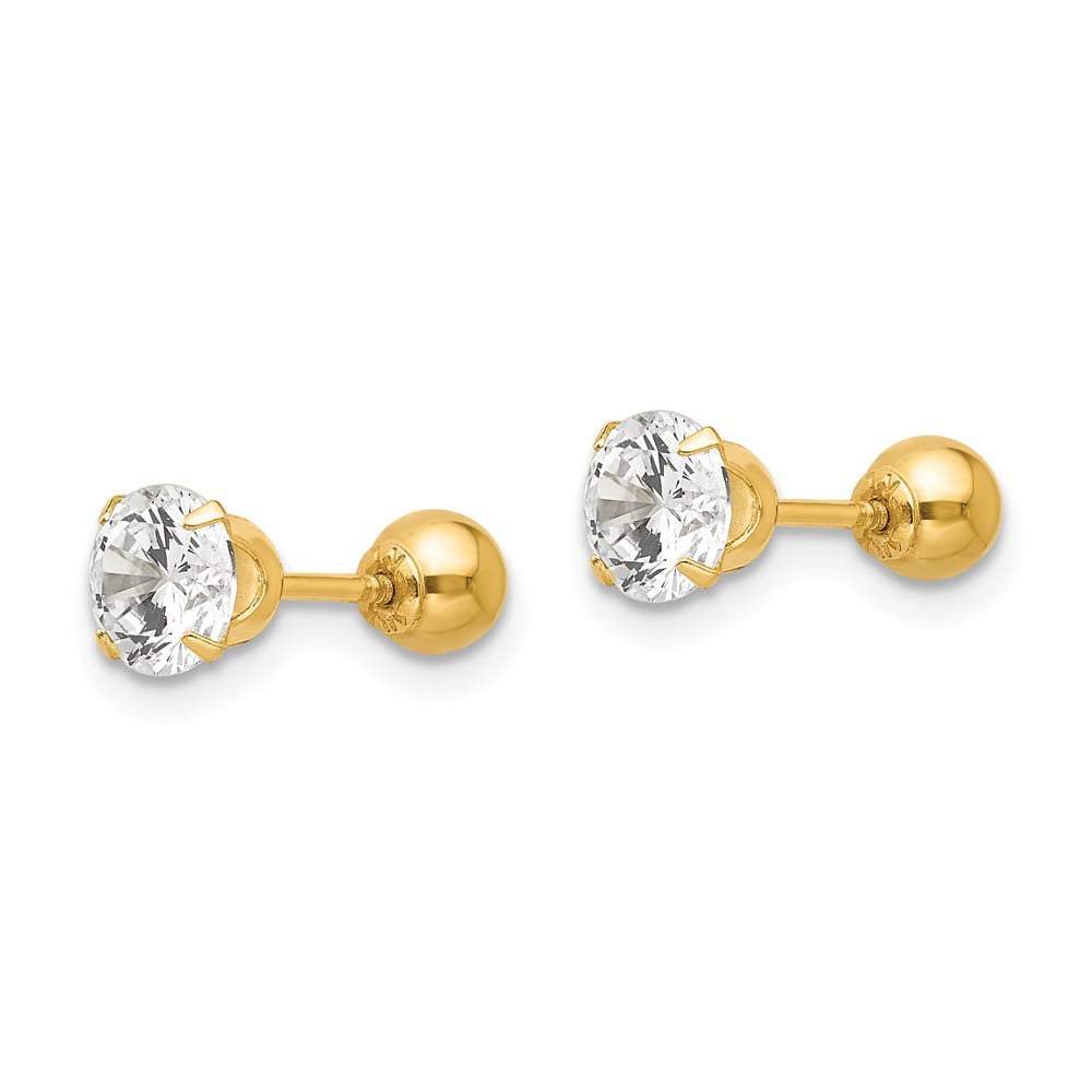 Details about   14K Yellow Gold Madi K Children's 5 MM Bow Screw Back Stud Earrings MSRP $110 