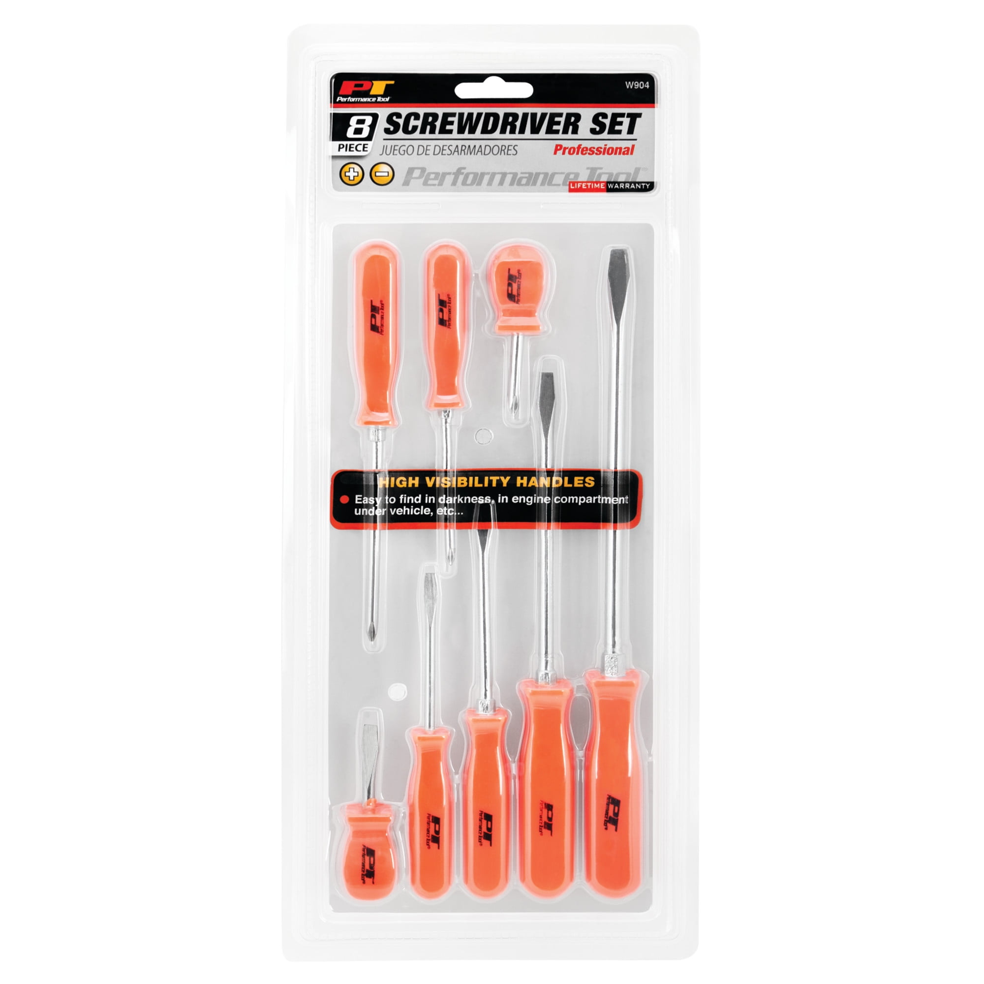 Performance Tool W904 8-piece Screwdriver Set - Orange