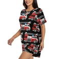 thumbnail image 2 of Wukai Fire and Rescue Truck Women's Pajama Set,Short-Sleeve Top and Shorts with Elastic Waistband and Pockets for Loungewear, Yoga, and Casual Wear-Large, 2 of 8