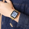 thumbnail image 3 of BIMZUC Digital Watch for Men Women, 30M Waterproof Wristwatches with Backlight Chronograph Alarm, 9.05 inches / 23 cm Stainless Steel Band, Gold and White, 3 of 9