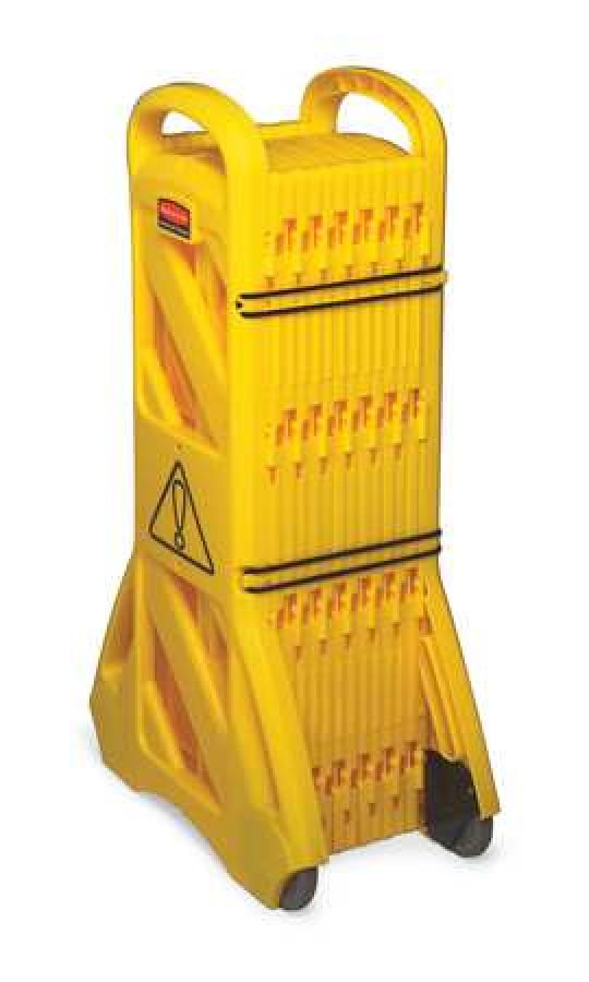 Rubbermaid Commercial Portable Mobile Safety Barrier Plastic Model FG9S1100 YEL 